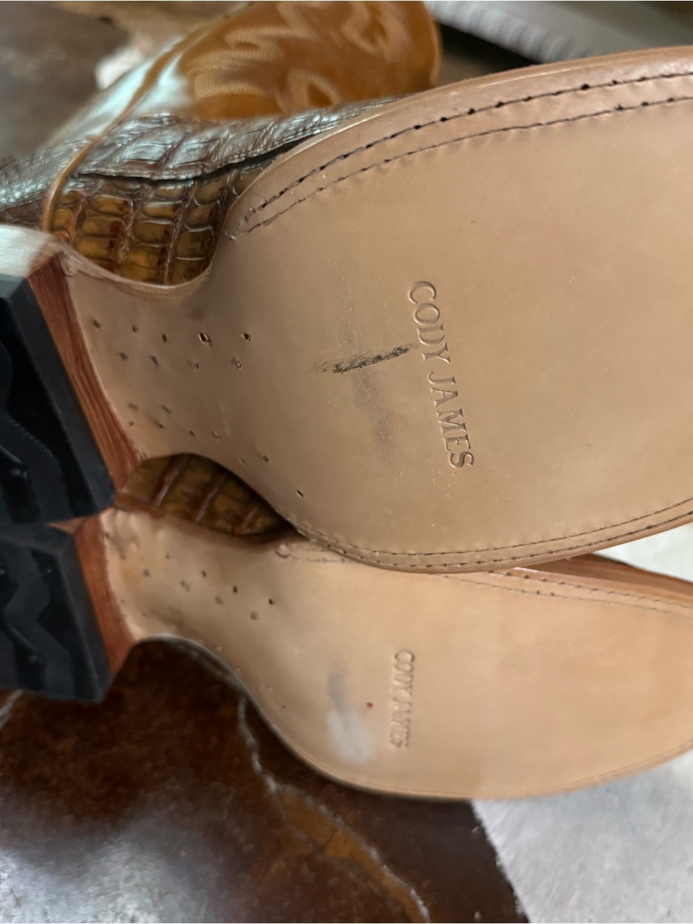 Men's Western Exotic Genuine Caiman Cowboy Boots - Brown - Picture 3 of 4